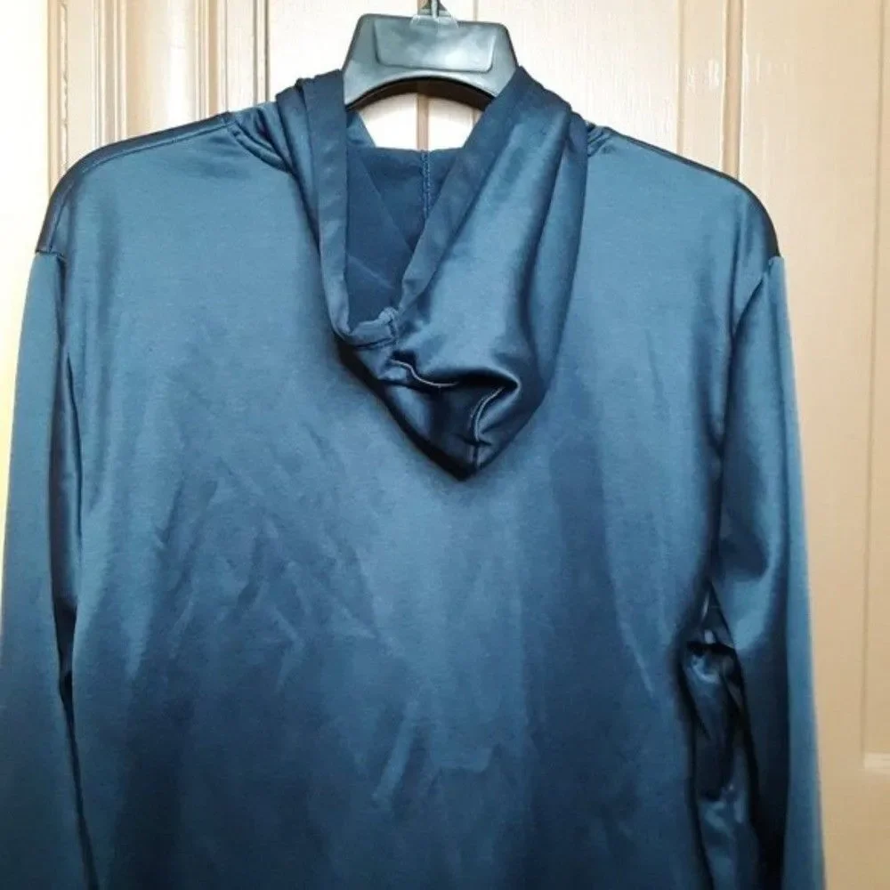 Reebok Men's size XL Logo-Print Fleece Blue Polyester Hoodie Sweater